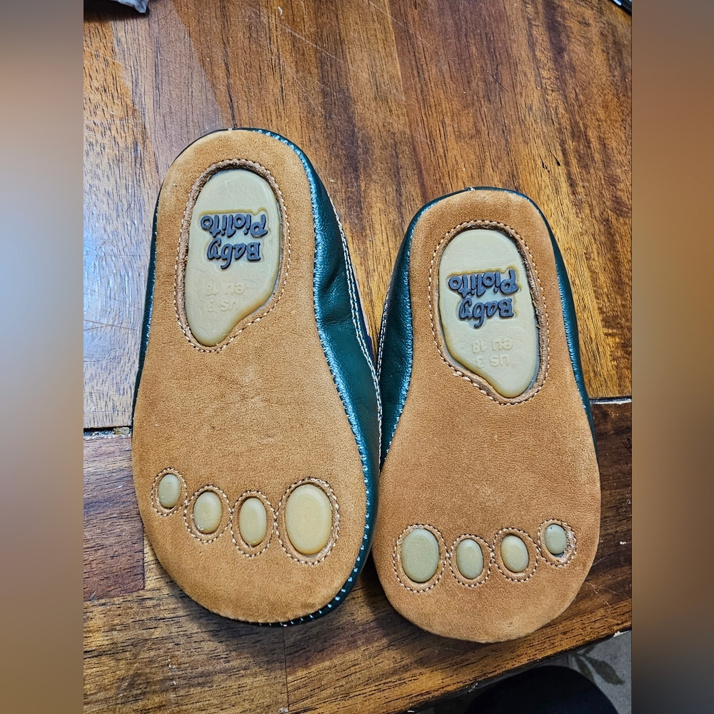 Tan and Green Kids Shoes